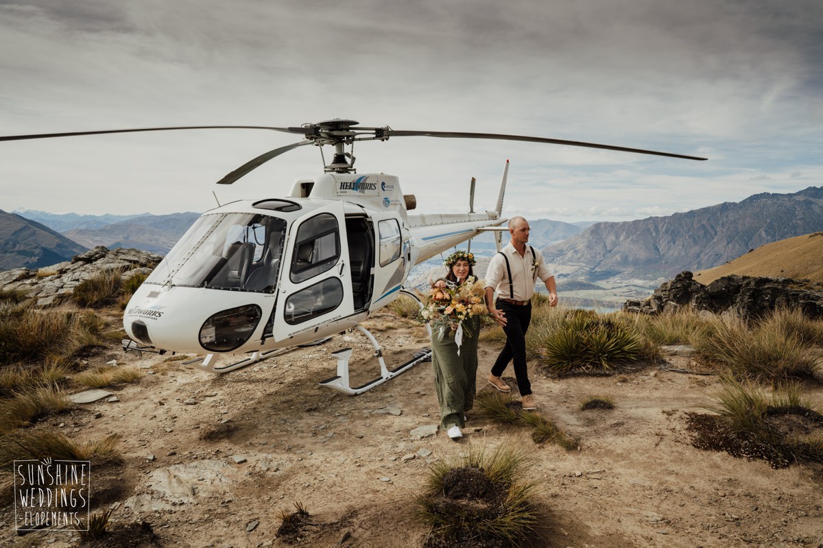 elopement heliwedding Cecil Peak