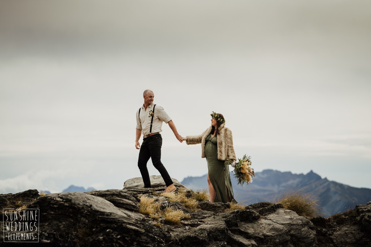 heliwedding mountain elopement nz