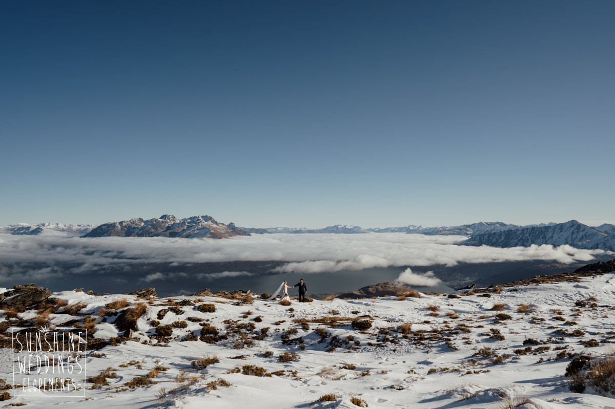 winter mountain heliwedding