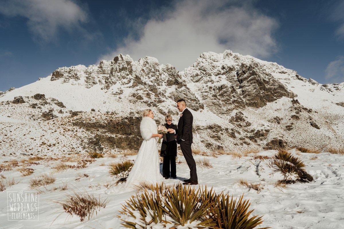 winter wedding Queenstown mountain