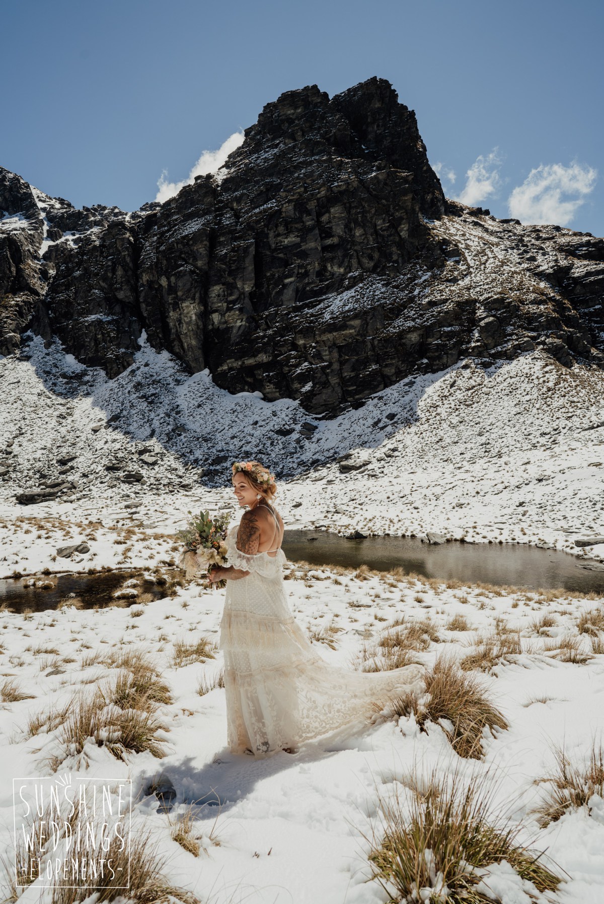 bride queenstown mountain wedding