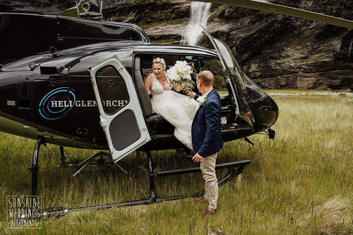 helicopter earnslaw burn wedding