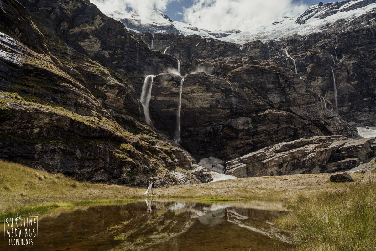 earnslaw burn waterfall wedding