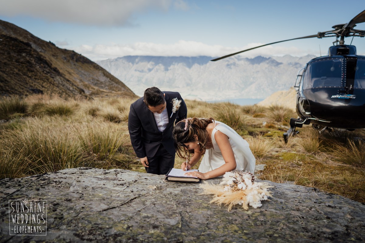 signing register mountain wedding cecil peak