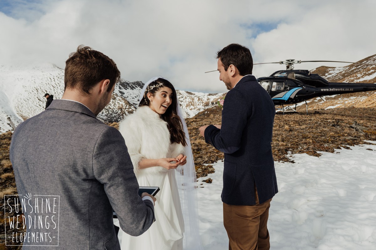 exchanging rings on mountain