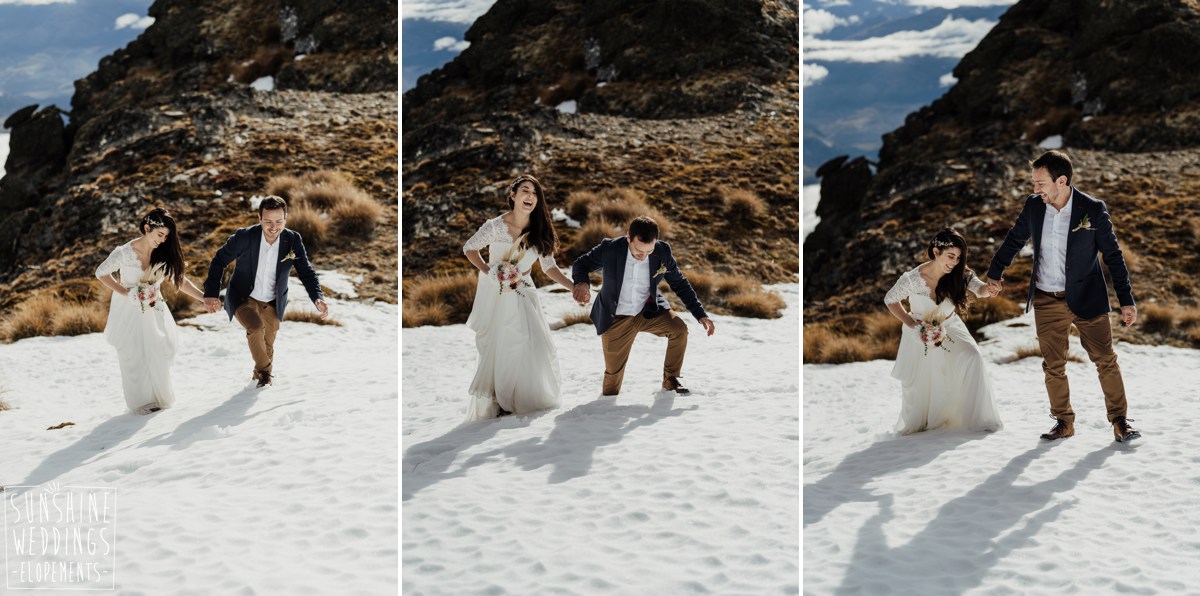 stuck in snow winter mountain wedding