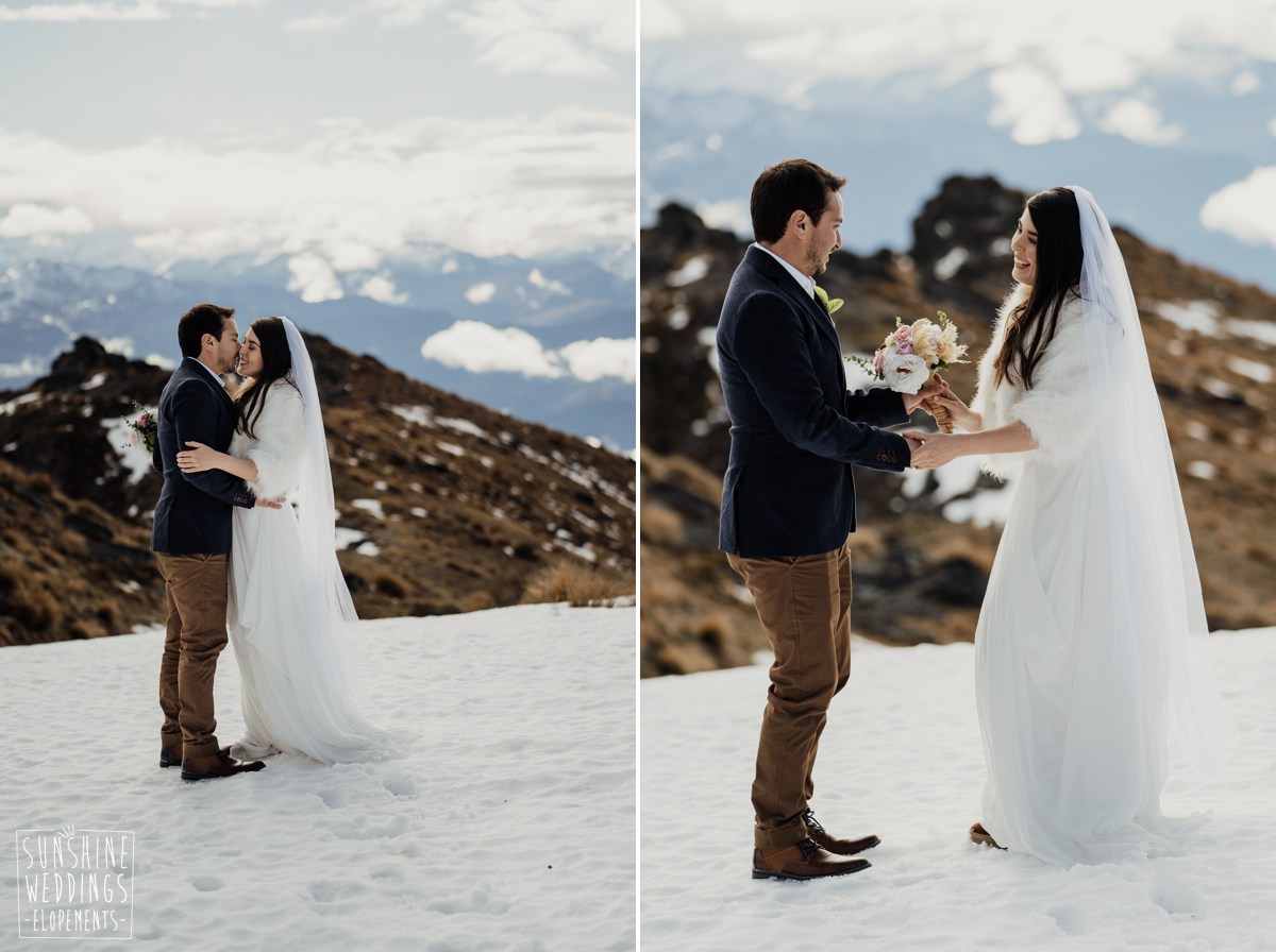 elopement wedding ceremony in snow