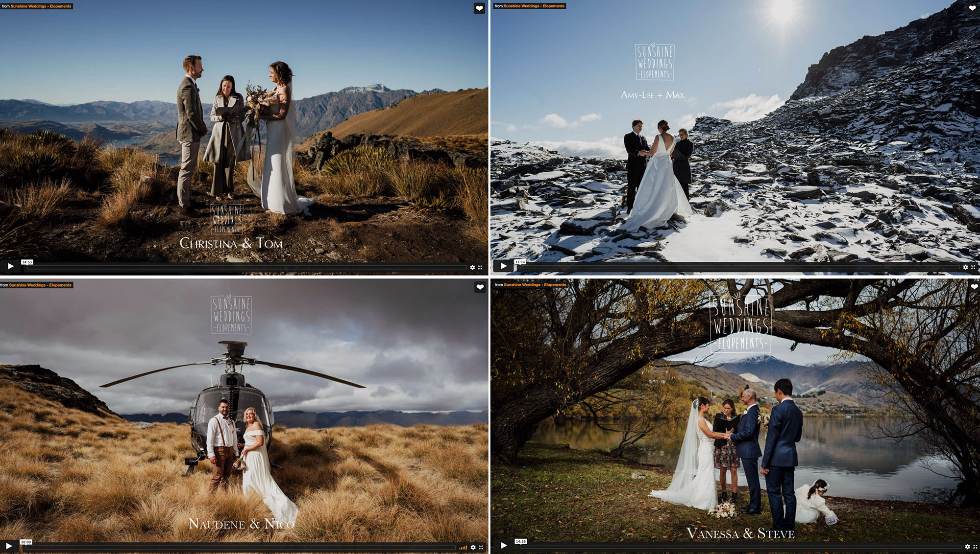 Queenstown Wedding Videos by Sunshine Weddings