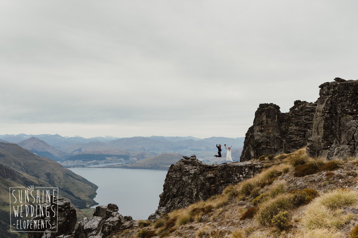 jumping elopement photo queenstown