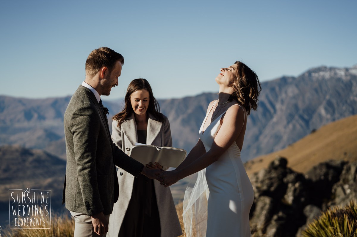 happy eloping wedding couple