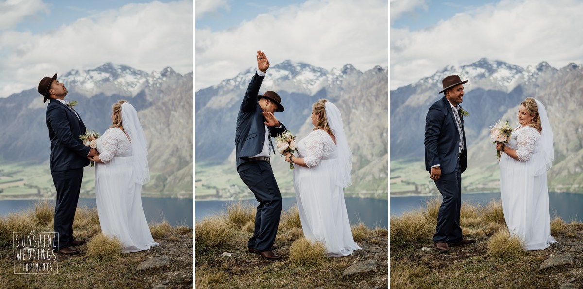 elopement ceremony happy groom